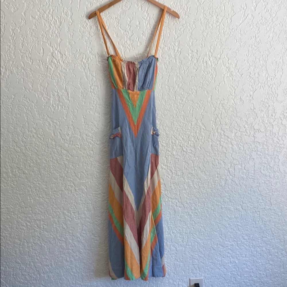 Free People Feeling Nostalgic Rainbow combo Maxi dress size Small